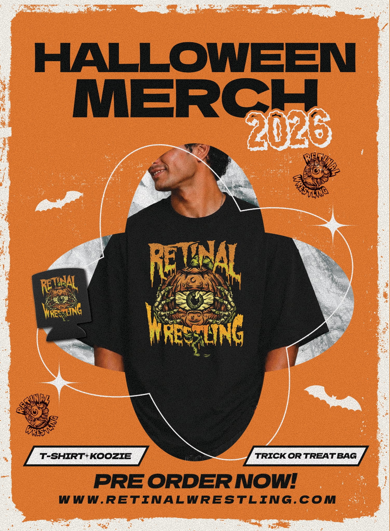 RETINAL HALLOWEEN LOGO Bundle: T-Shirt, Koozie, Trick or Treat Bag (Pre-Order)